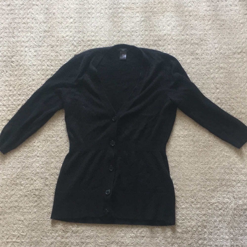 Ann Taylor Petite Black 5 Button Cardigan